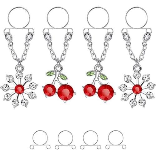 2 Pairs Non-Piercing Nipple rings for Women Fake Nipple rings Piercings Clip On Nipple Rings Faux Dangle Nipple Jewelry
