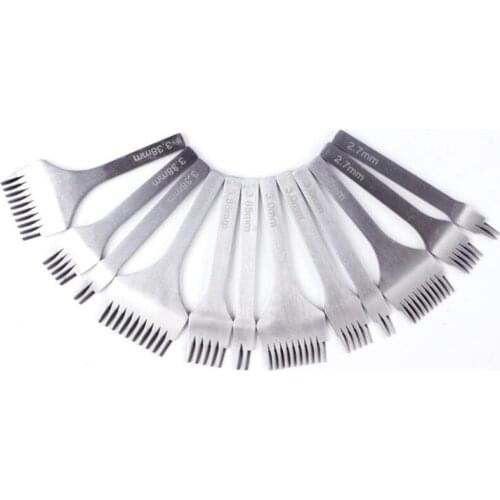 3pcs/set Spacing Punch Tool For Leather Hole Punches Tool Lacing Stitching Sewing DIY Leather Craft Tools 2/5/10 Prong