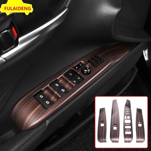 4pcs For Toyota Camry 2018-2021 Peach Wood Grain Interior Window Switch Panel Cover Trim Car Styling Accessories