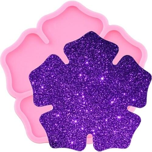 Shiny Clossy Flower Coffee Pad Silicone Mold Epoxy Resin Craft Keychain Mould Pendant Polymer Clay Moulds DIY Handmade Molds
