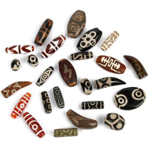28 Styles Vintage Natural Tibetan Mystical Dzi Agates Beads Loose Spacer DIY Beads Tube Charms for Jewelry Making 1/2PCS