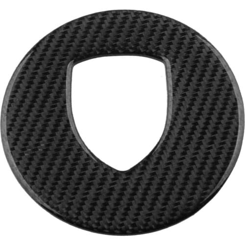 Steering Wheel Logo Cover Trim Decor Car Black Carbon Fiber Fit For Porsche 718 911 918 Cayenne Macan Panamera