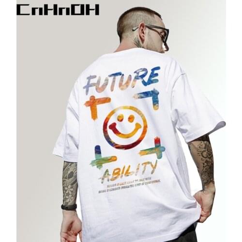 CnHnOH Short-Sleeved T-Shirt Mens Summer Loose Chic Hip-Hop Fashion Big Size Smiley Face Printing 8XL Tee Couple T215