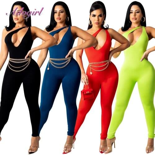 Fitness Active Yoga Jumpsuit Solid One Shoulder V Neck Backless Sport Jumpsuits Women Sexy Hollow Out Party Club Rompers Overall