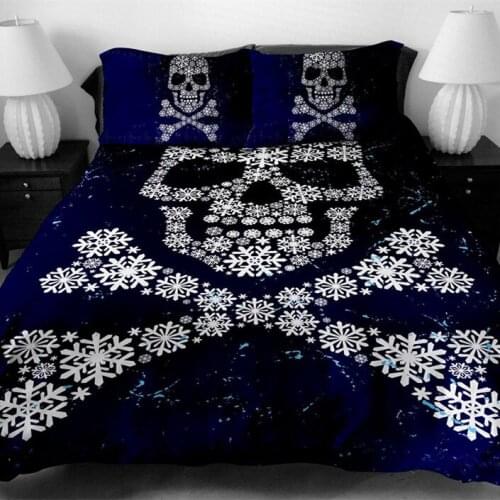 Fanaijia Blue Skull Duvet Cover Set Queen Size 3D Sugar Skull Bedding Sets with Pillowcase 200*200 Bed Bedline king comforter