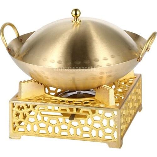 A,Brass dry pot boiler mini aluminum alcohol stove chafing dish dry boiler pan home solid alcohol commercial copper stew hot pot