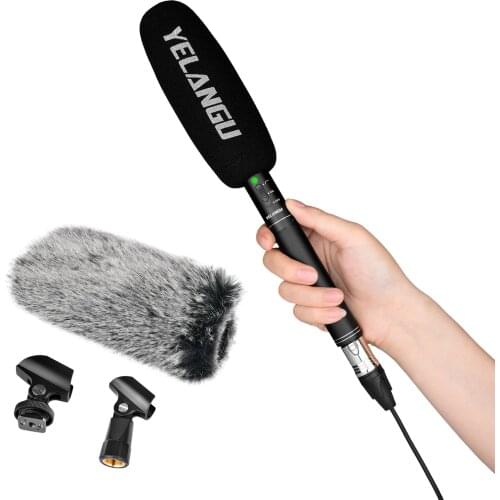 YELANGU MIC07 Professional Interview Microphone Long Distance Cardioid Pickup Low-cut Function 3.5mm Plug for SLR Camera Record