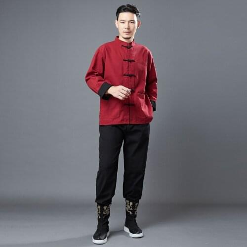 Men Tai Chi Kungfu Uniforms Linen Chinese Traditional Loose Sweatshirt+pant Running Jogger Fitness outfit Martial Art casual Set