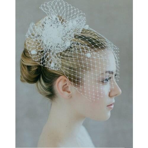 New White Ivory Bridal Net Birdcage Veils Charming Wedding Veil Hats Fascinator Face Veils with Comb