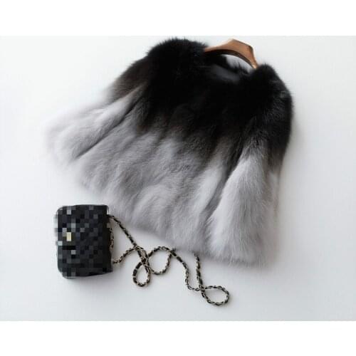 Clothes Real Fox Fur Winter Coat Women Korean Gradual Color Coats Autumn Vintage Jacket Chaqueta Mujer MY1076
