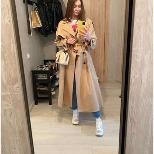 Solid Color Windbreaker Women Korean Oversized X-Long Outerwear 2020 Autumn New Women Trench Coats Female Casual Loose Coats