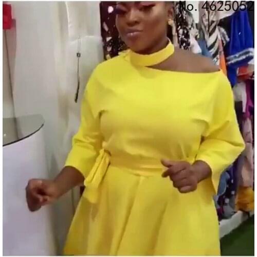 African Dresses for Women 2021 Short Sleeve Pleated Summer Dress A-line Chiffon Beach Midi Christmas Robe