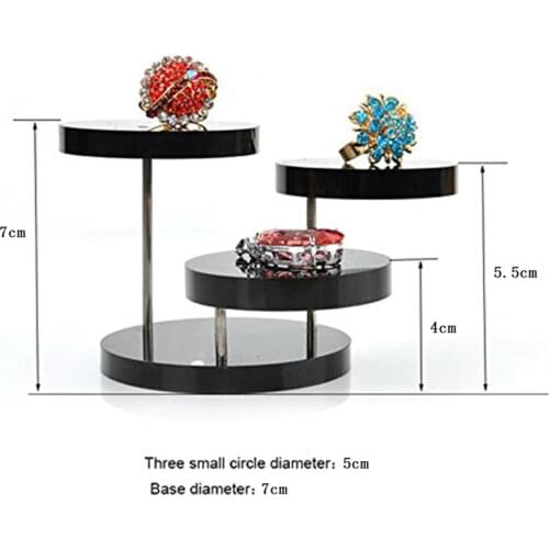 Transparent Acrylic Necklace Ring Earrings Clear Stand Rotating Three Round Thick Podium Jewelry Stand for Rings Display Stand