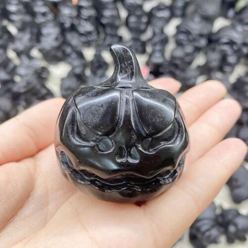 Natural Crystal Obsidian Halloween Gifts Carved Pieces Wizard Ghost Pumpkin Home Decorations Stone Crafts
