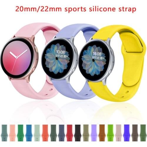 20mm/22mm Huawei Wtach GT 2/2e/pro Strap for Samsung Gear S3/S2/Sport Silicone Bracelet Galaxy Watch 3/46mm/42mm/Active 2 Band