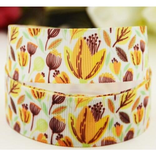 22mm 25mm 38mm 75mm Flower Cartoon printed Grosgrain Ribbon party decoration 10 Yards X-03911