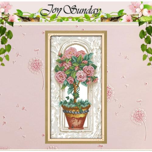 Roses on the windowsill Patterns Counted Cross Stitch 11 14CT Cross Stitch Set Wholesale Cross-stitch Kit Embroidery Needlework