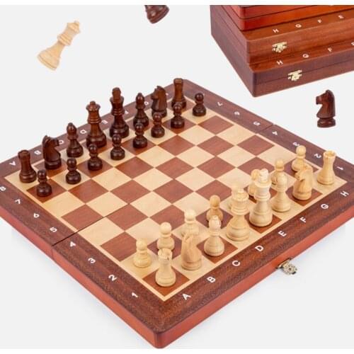 Knight Chess Board Wood Luxury Kit Toy Charm Travel Games Retro Chess Box Luxury Family Spelletjes Leisure and Entertainment