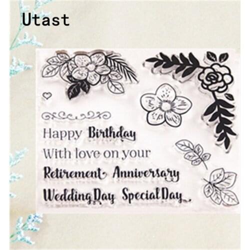 Flower Blessing Word Clear Silicone Stamps /Transparent Rubber Stamp for DIY Scrapbooking /Photo Album Decorative Craft Making