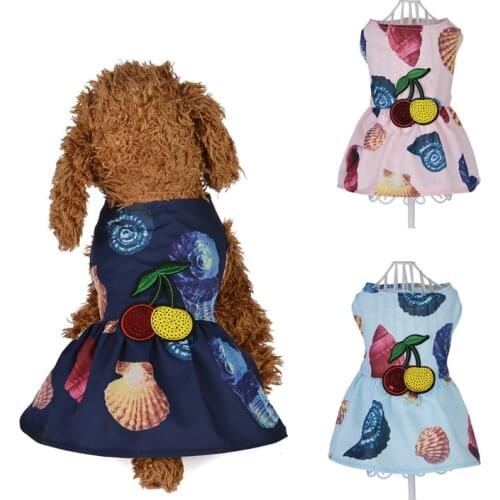 Sundress Princess dog dresses for small dogs Dog Clothes Cozy Sleeveless Dog Shirt Pet puppy Dress Party Cherry print Dog Skirt