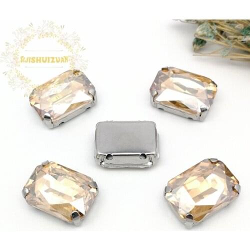 Champagne Rectangular Crystal Glass Sewing Rhinestones with Claw Rhinestones for Diy Dress and Bags13*18 10*14 8*10 18*25