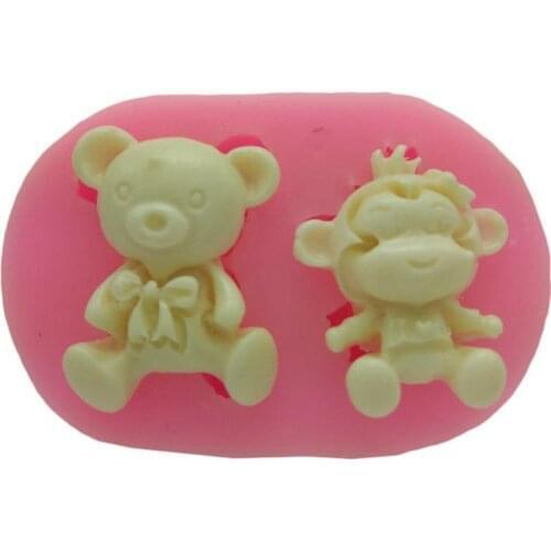 Cartoon Monkey And Bear Modeling Silicone Mold Flexible Reusable DIY Cake Decorating Silicone Molds For Soap