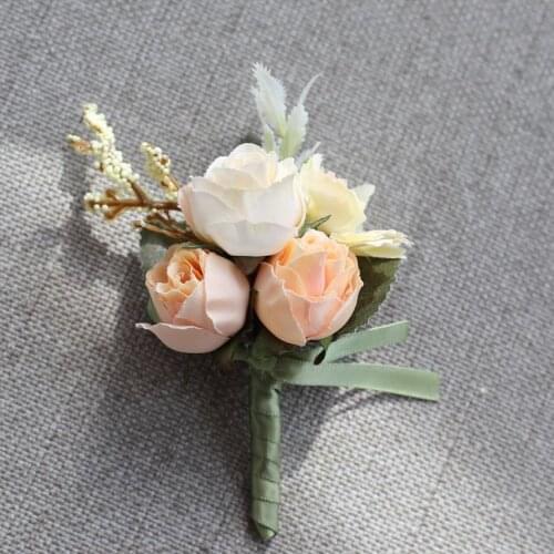 Wedding Wrist Corsage Bridesmaid Bracelet Silk Flower Wrist Corsage Bracelets Wedding Hand Flowers Boutonniere Groomsmen