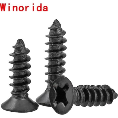 GuHua Black Cross Recessed Countersunk Head Self Tapping Screw KA Phillips Flat Head Electronic Mini Screw M2M2.3M2.6M3 500Pcs