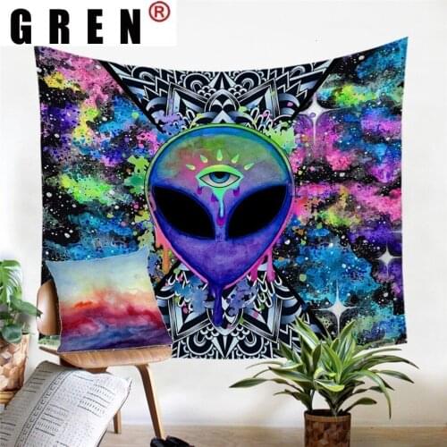 GREN Tapestry Psychedelic Mandala Wall Hanging Fabric Mural Background Cloth Wall Rugs Towel Beach Blanket Dorm Living Home Deco