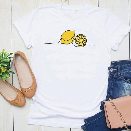 Women Graphic Lemon Fruit Sweet 2021 Clothing Summer 90s Short Sleeve Fashion Print Female Clothes Tops Tees Tshirt T-Shirt