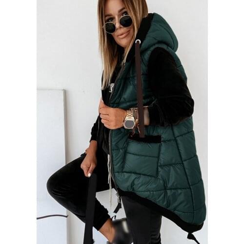 Sleeveless Jacket Women Oversized Hooded Coat Plus Size Casual Autumn Winter Waistcoat Vest Zip Up Cotton Padded Quilted Jackets