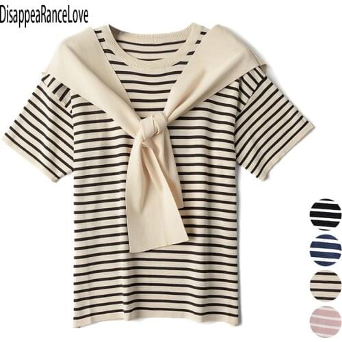 Woman Sweaters Pullover Summer Knitted T-Shirt Short-Sleeved Womens Loose Sweater Top Femme Chandails