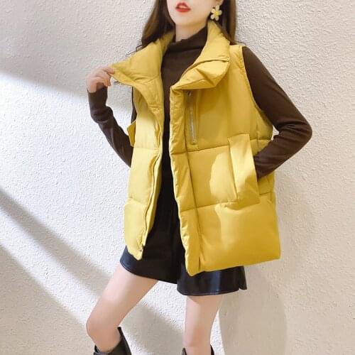 Winter cotton vest womens short Korean the net red hot style stand-up collar student waistcoat waistcoat large size vest 2XL