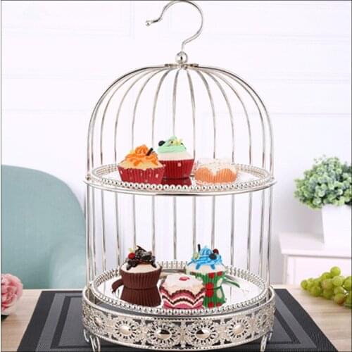 1PCS European cake rack double-layer snack plate, silver-plated dessert Taiwan West point wedding cake plate fruit plate