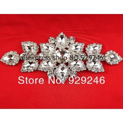 2pcs/lot High Quality Sewing-On Rhinestone Applique in Silver AB gold AB silver white gold white DIY brida Wedding Evening Dress