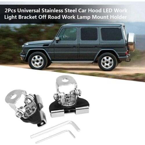 2Pcs Universal Hood Mount Led Light Bar Mounting Brackets Adjustable Clamp Pillar Holder Led Work Light Bar Stainless Steel Hood