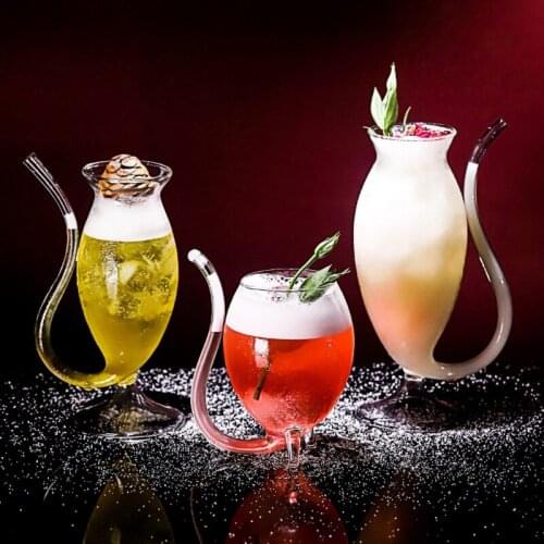3Types Red Wine Glass Cup Whiskey Glass Heat Resistant Glass Sucking Juice Milk Cup Tea Wine Cup With Drinking Tube Straw New