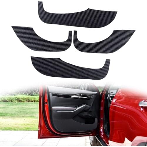4pcs/Set Carbon Fiber Texture Car Inner Door Anti-Kick Pad Cover Trim Fit for Kia Seltos 2020 2021