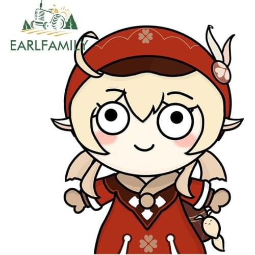 EARLFAMILY 13cm x 11cm for Genshin Impact Klee Car Stickers Funny Personality Decals Anime Cartoon Windows Trunk Decor Car Label