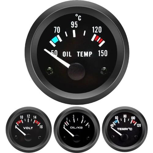Car Gauge 2Inch 52mm Vehicle Meter 12V Black Shell Universal Vehicle Meter