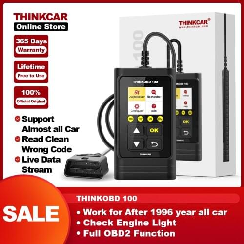 THINKCAR THINKOBD 100 Full OBD2 Functions Car Scanner Diagnostic Tool DTC Lookup VIN Live Data Reset Engine Light Diagnostics