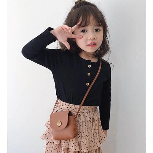 Black White Pink Red Girls Button Front Blouse Shirt Toddler Kids Clothing 2019 Autumn Long Sleeve Casual Shirts Baby Girls Tops