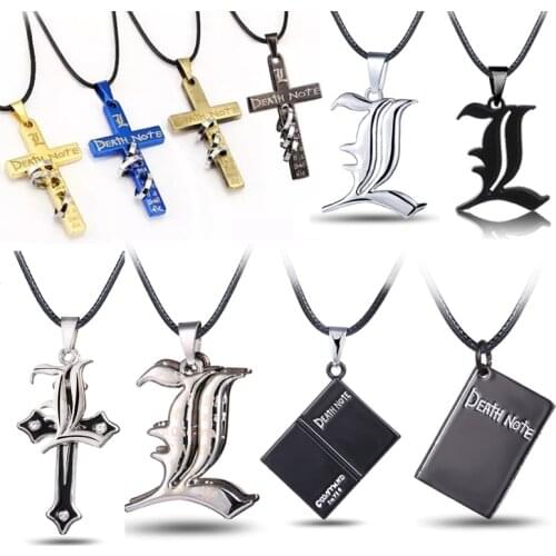 Death Note L Lawliet Necklace Cross Book Pendant Beads Chain Necklaces Cosplay Jewelry Accessories