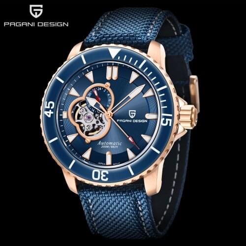 PAGANI DESIGN Tourbillon Luxury Mens watches Mechanical Nylon Diving Watch men NH39 Luminous 100M Waterproof Business Men watch