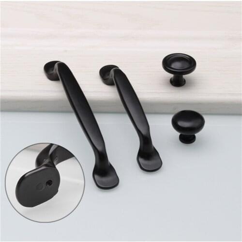 Black Durable Aluminum Alloy Door Handle For Furniture Drawer Kitchen Cupboard Cabinet Drawer Pull Knobs Single Hole/96/128mm