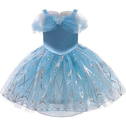 Childrens Clothes 2020 Spring Autumn New Party Dresses Baby Girls Strapless Straps Snowflake Puffyskirt Girls Dresses 1-5 Years