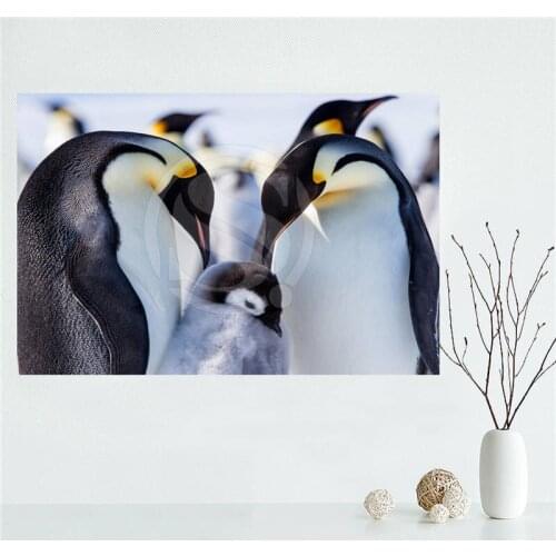 E#627L8 Custom Happy Penguin Canvas Painting Wall Silk Poster cloth print DIY Fabric Poster free shipping Y7