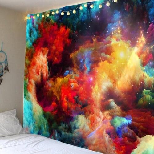Tapestry Cloudy Withcraft Wall Hanging Clourful Painting Cloud For Home Decoration Rectangle 150cmx130cm Plus Size