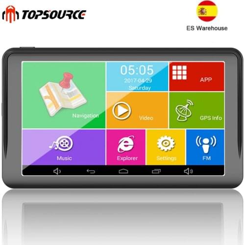TOPSOURCE Spain Warehouse shipping 7" Android Car GPS Navigation Europe Truck gps Navigator WiFi 512M 16GB 1024*600 Russian map