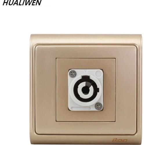 JSJ N86-902 + 639 (gold) professional 3-core speaker power supply female welding panel socket champagne